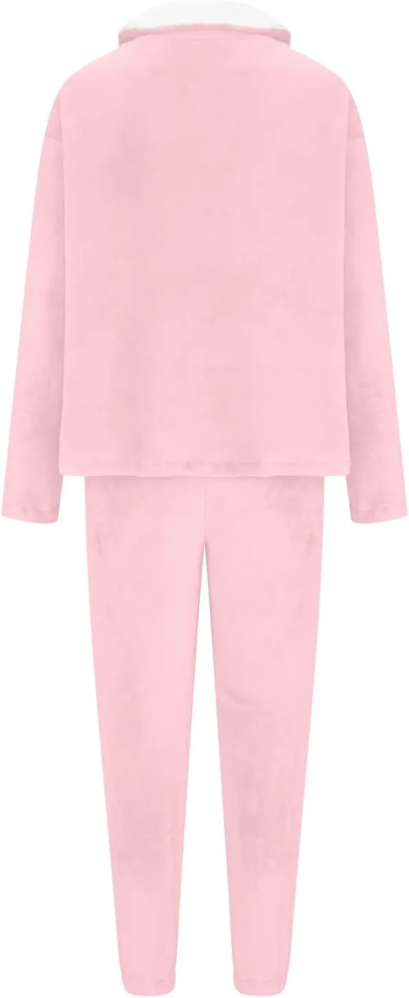 2024 Women Flannel Pajama Sets Cozy Warm 2 Piece Lounge Set Long Sleeve Hooded Tops Soft Pants Sleepwear
