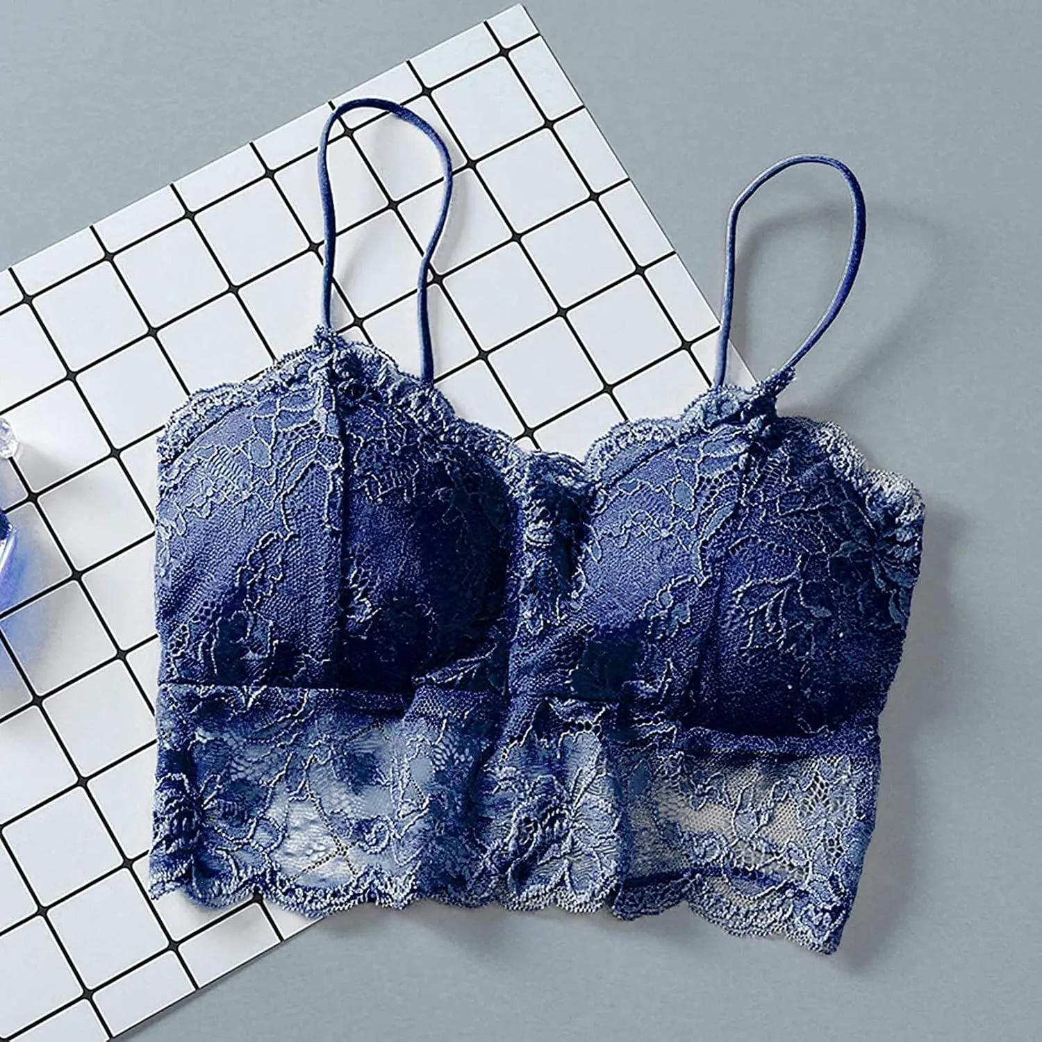 3PC Women Sexy Lace Floral Bras Vest Lingerie Chest Pad Sports Underwear Shape Bras Sleepwear Pajamas Nightwear