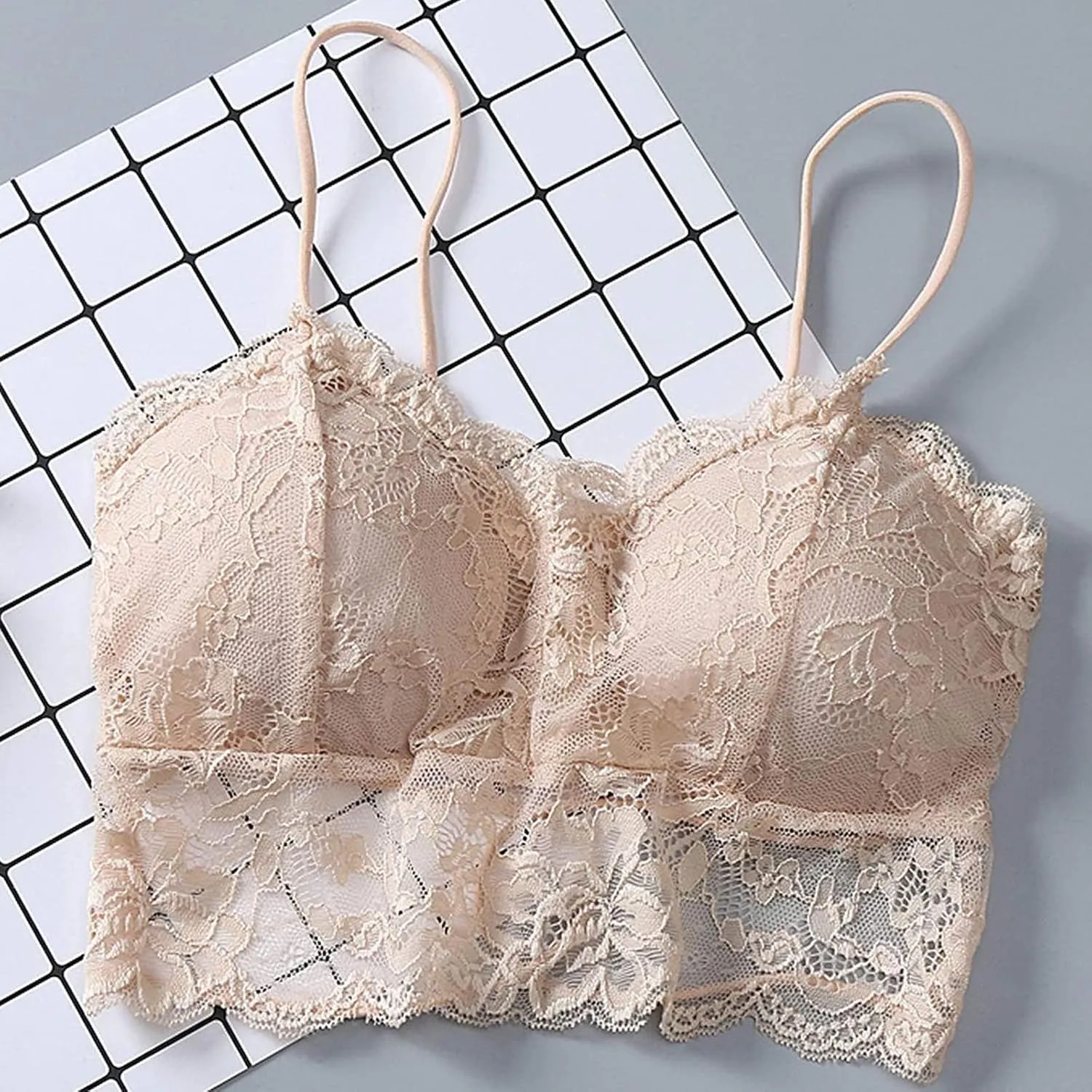 3PC Women Sexy Lace Floral Bras Vest Lingerie Chest Pad Sports Underwear Shape Bras Sleepwear Pajamas Nightwear