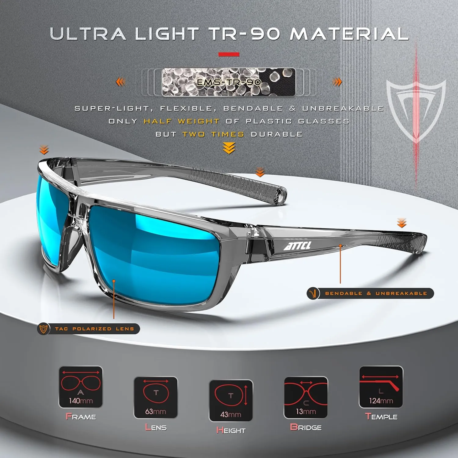 ATTCL Polarized Wrap Sunglasses For Men - Fishing Sports Glasses UV Protection