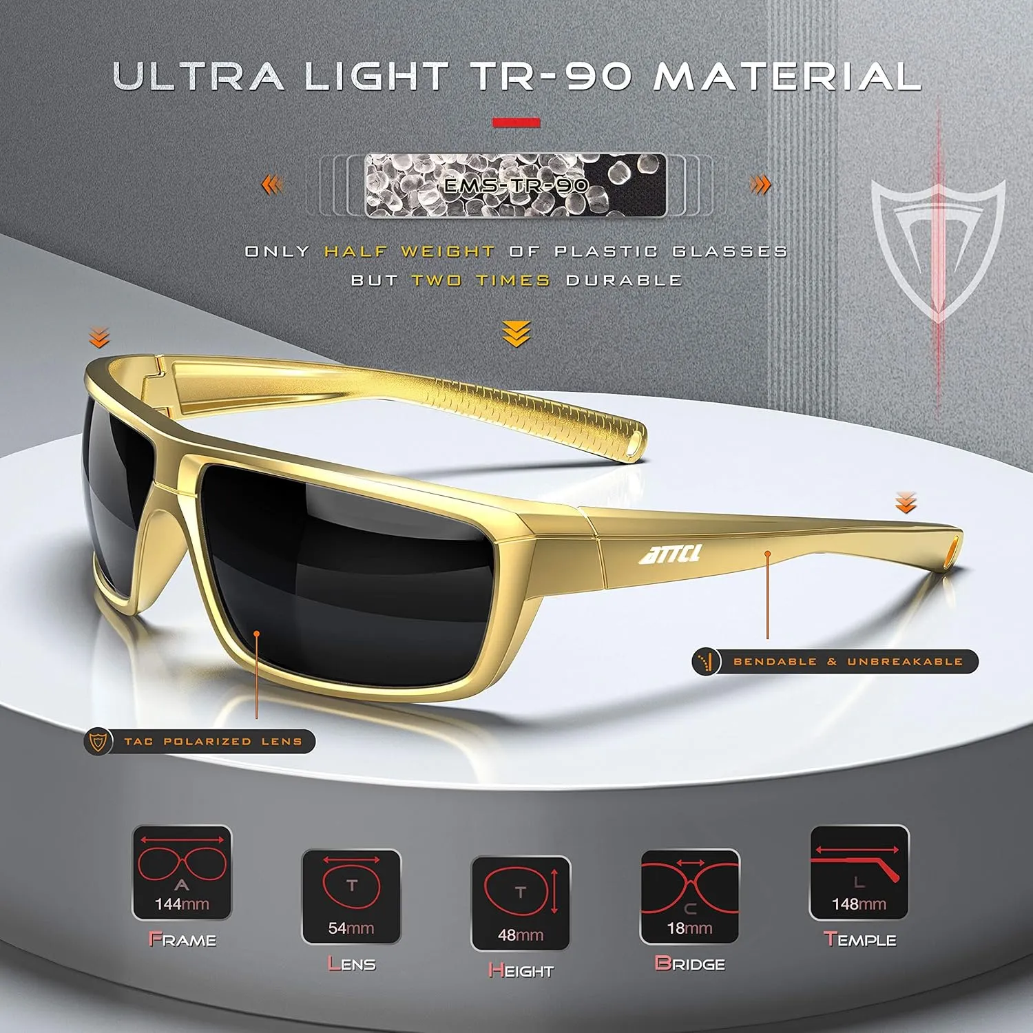 ATTCL Polarized Wrap Sunglasses For Men - Fishing Sports Glasses UV Protection
