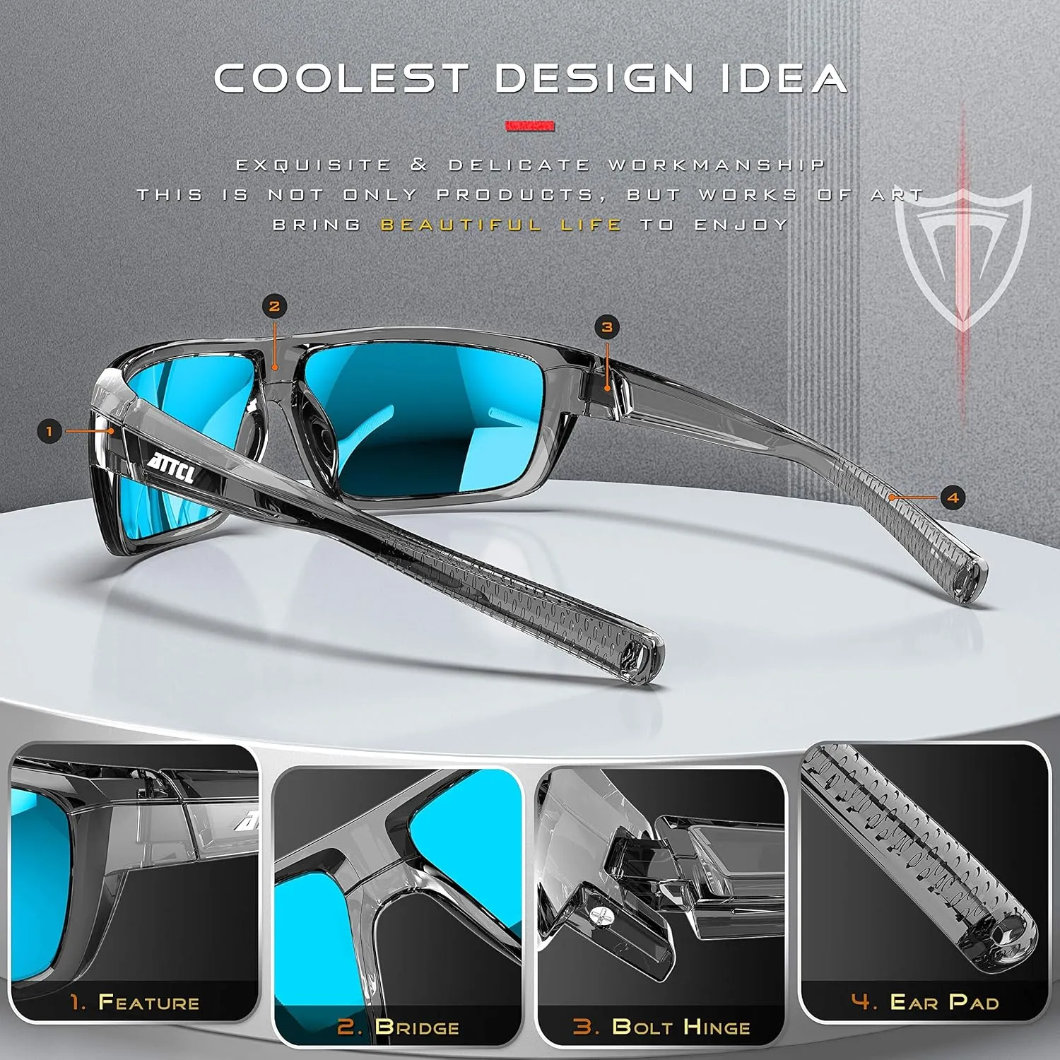 ATTCL Polarized Wrap Sunglasses For Men - Fishing Sports Glasses UV Protection