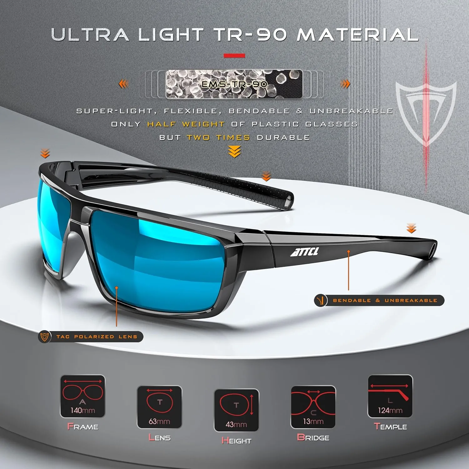 ATTCL Polarized Wrap Sunglasses For Men - Fishing Sports Glasses UV Protection