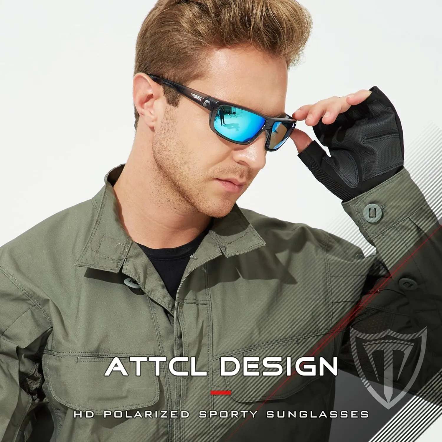 ATTCL Polarized Wrap Sunglasses For Men - Fishing Sports Glasses UV Protection