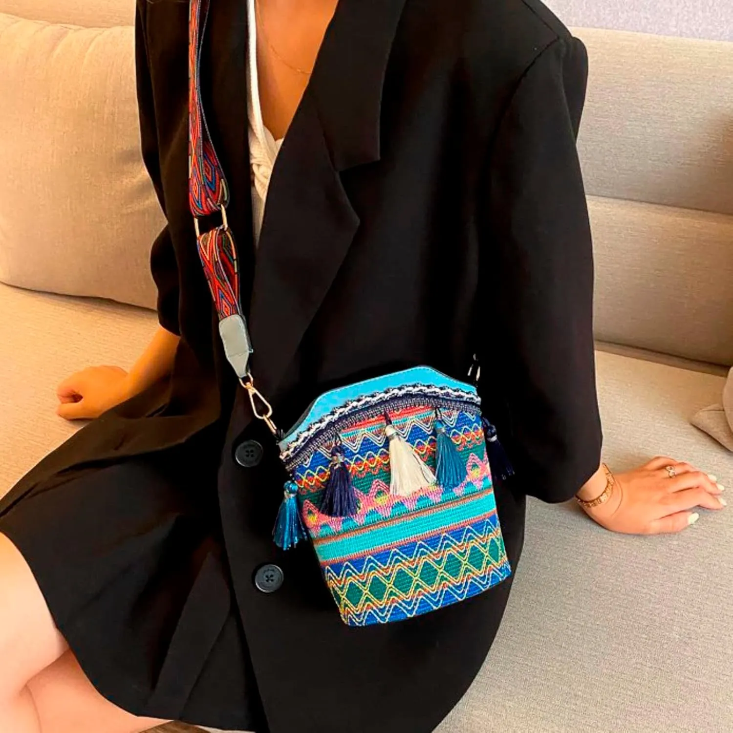Bag Women Crossbody Bag Women Ethnic Tassel Sling Handbag