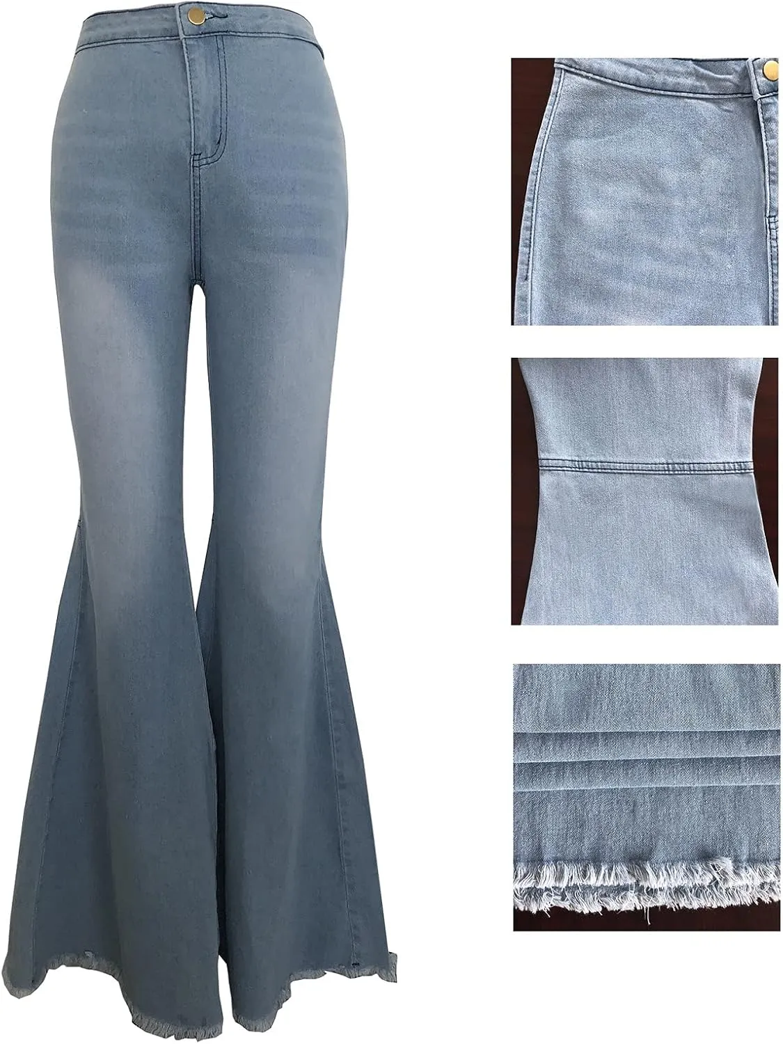 Bell Bottom Jeans for Women High Waisted Skinny Ripped Destroyed Flare Classic Denim Pants Fashion