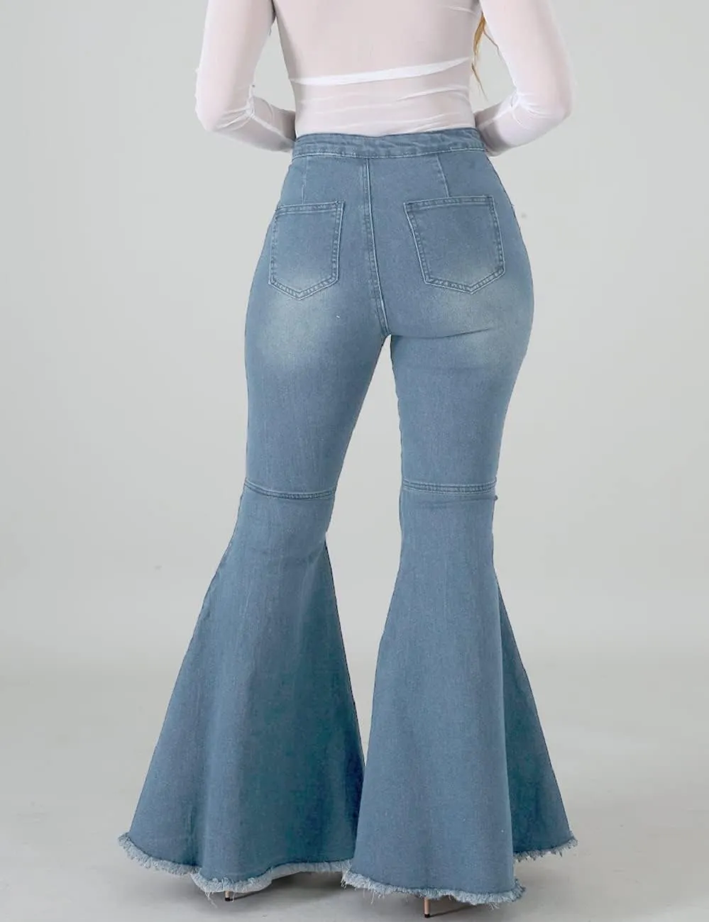Bell Bottom Jeans for Women High Waisted Skinny Ripped Destroyed Flare Classic Denim Pants Fashion