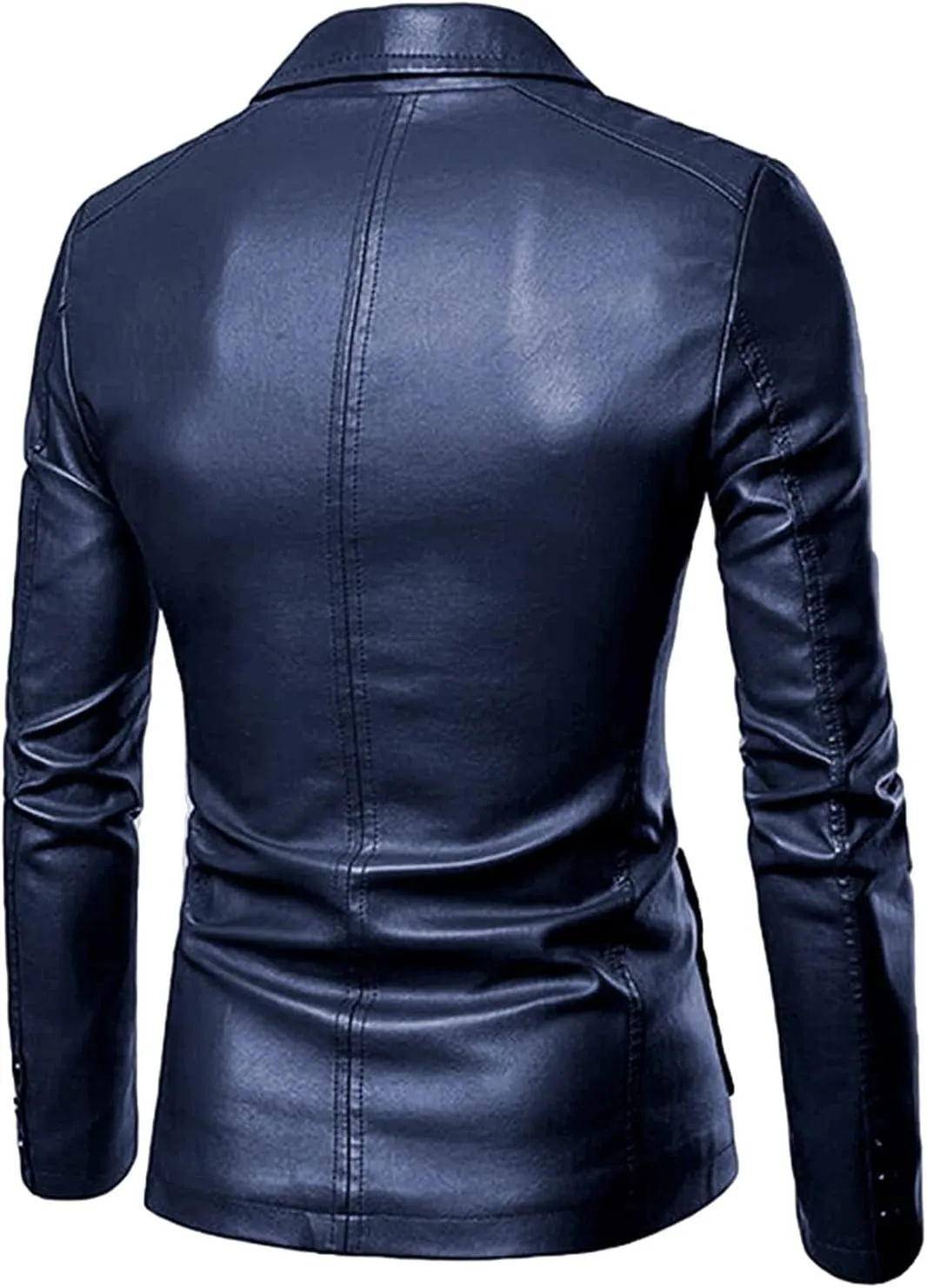 Blazer for Men,Mens 2 Button Leather Blazer Jacket Faux Leather Sport Suit Coat Regular Fit Lined Business PU Jackets