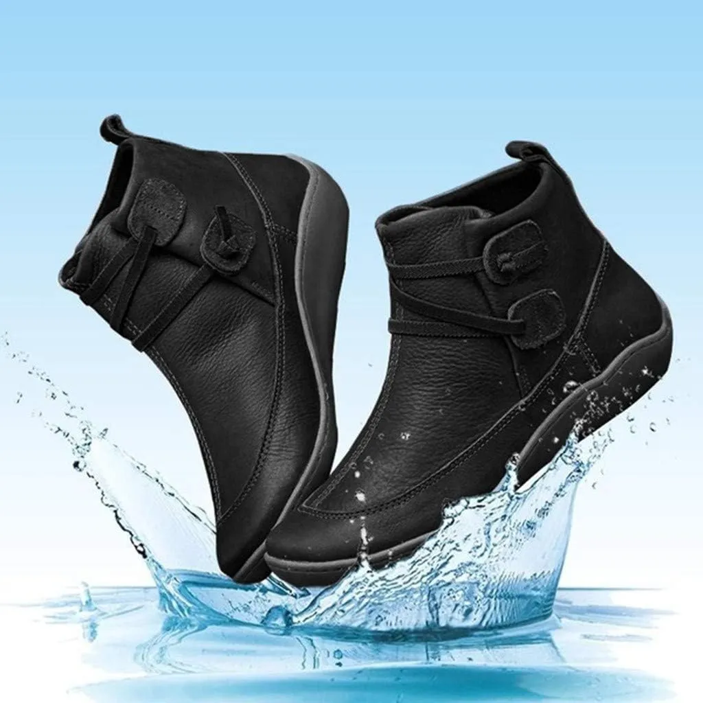Boots for Women Fashion Low Heel Pleated Ankle Booties Vintage Casual Winter Snow Platform Women Boots