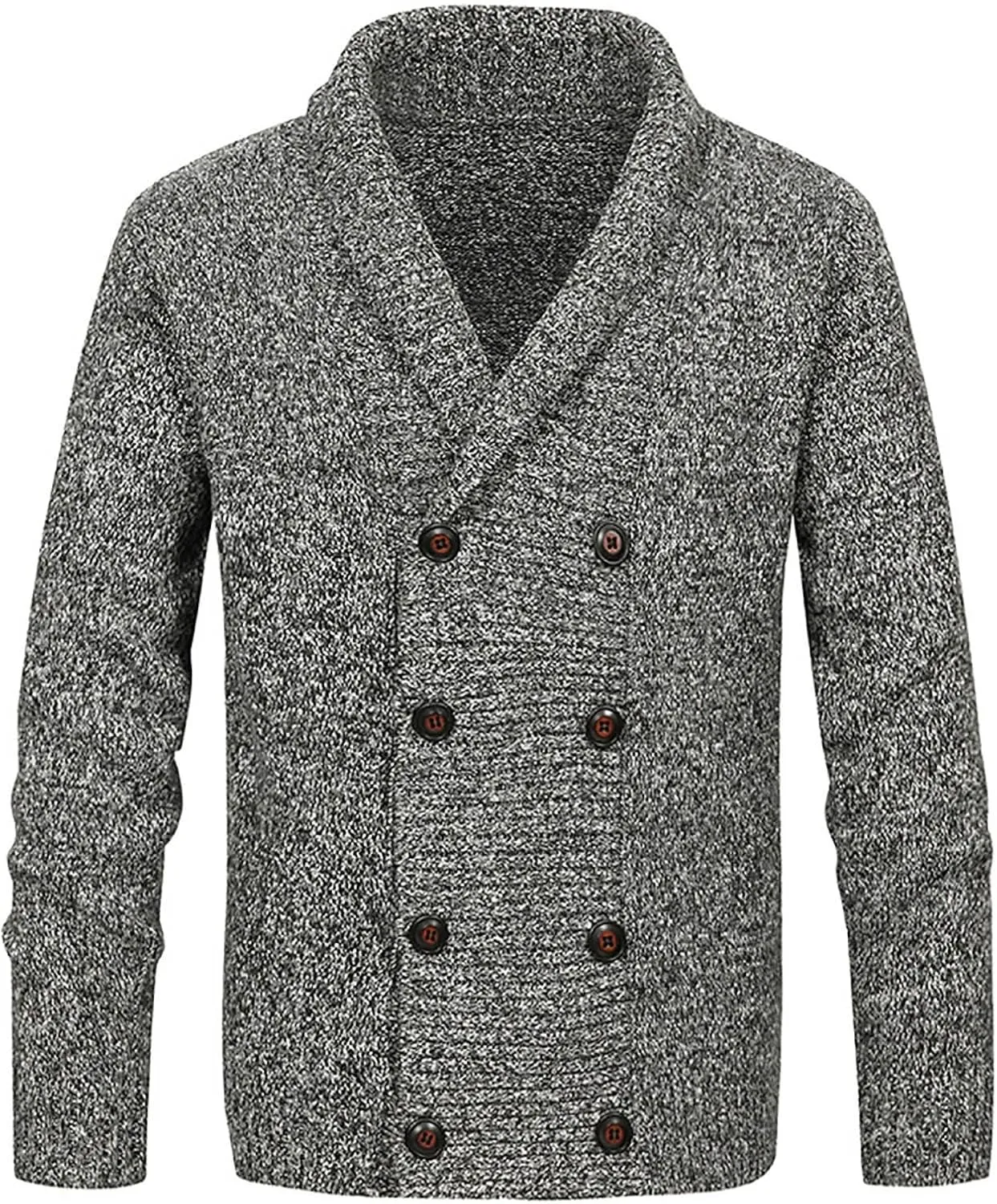 Cardigan Sweaters for Men Double Breasted Sweater Shawl Collar Sweater Coat Button Down Knit Cardigan Warm Jacket