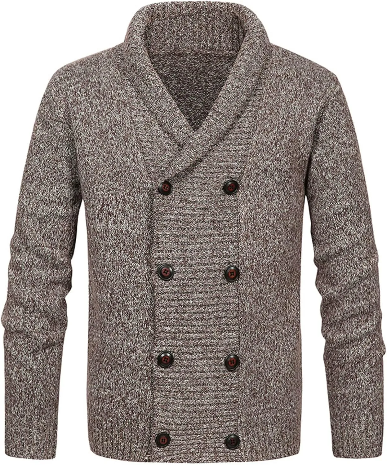 Cardigan Sweaters for Men Double Breasted Sweater Shawl Collar Sweater Coat Button Down Knit Cardigan Warm Jacket