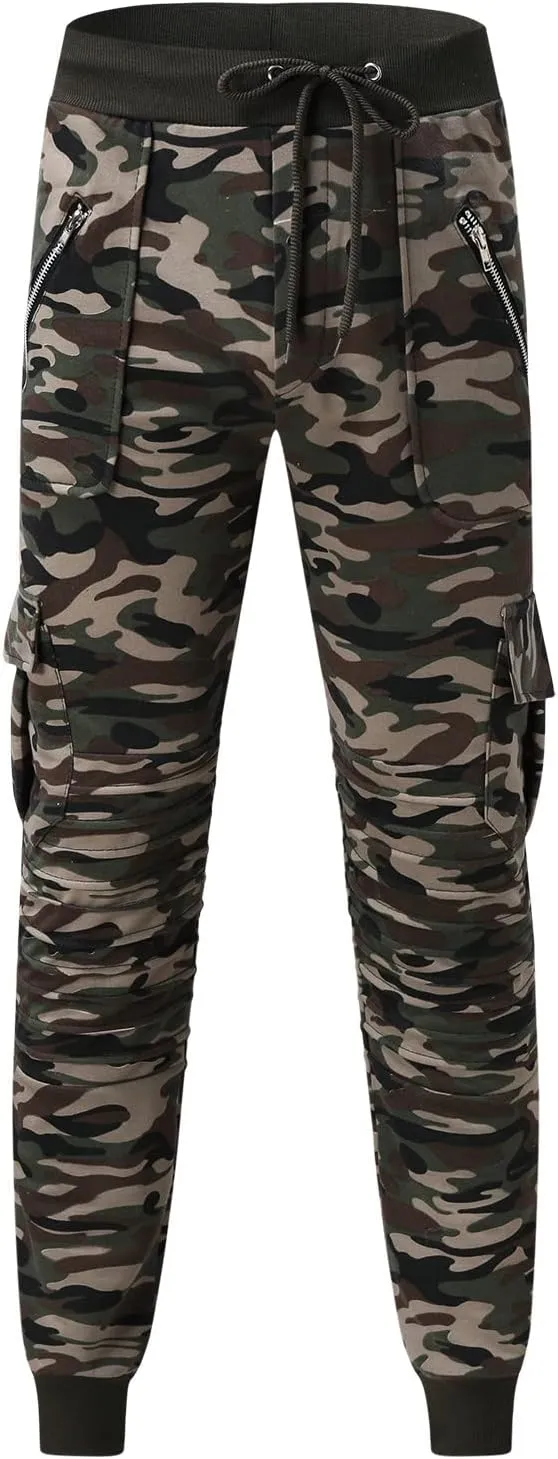 Cargo Pants for Men Big and Tall, for Men Relaxed Fit Casual Slim Beach Work Streetwear Khaki Baggy Pants with Zipper