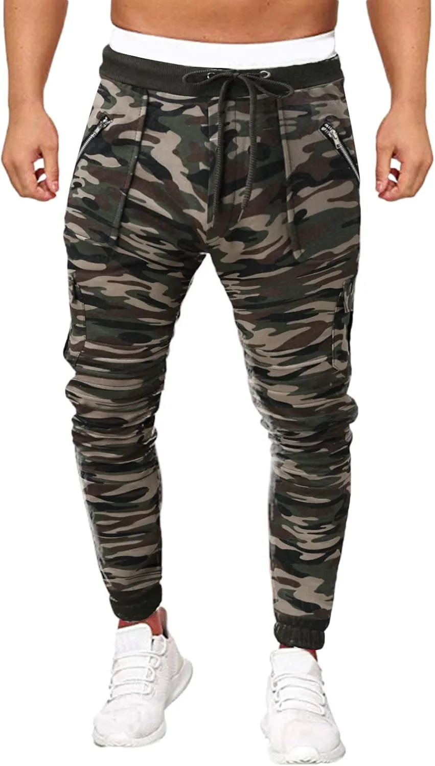 Cargo Pants for Men Big and Tall, for Men Relaxed Fit Casual Slim Beach Work Streetwear Khaki Baggy Pants with Zipper
