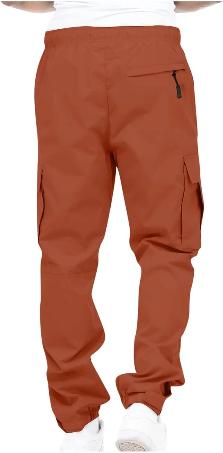 Cargo Pants for Men Big and Tall Men's Fleece Sweatpant with Pockets Drawstring Athletic Pants Joggers Running Sports