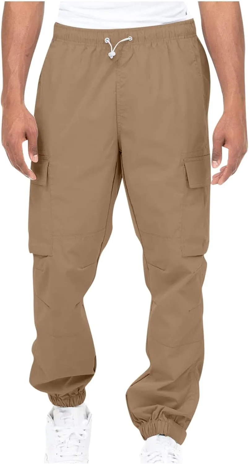 Cargo Pants for Men Big and Tall Men's Fleece Sweatpant with Pockets Drawstring Athletic Pants Joggers Running Sports