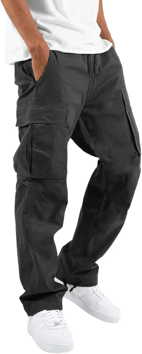 Cargo Pants for Men Big and Tall with Pockets Men Sport Athletic Outdoor Joggers Pants Lightweight Casual Work Cargo