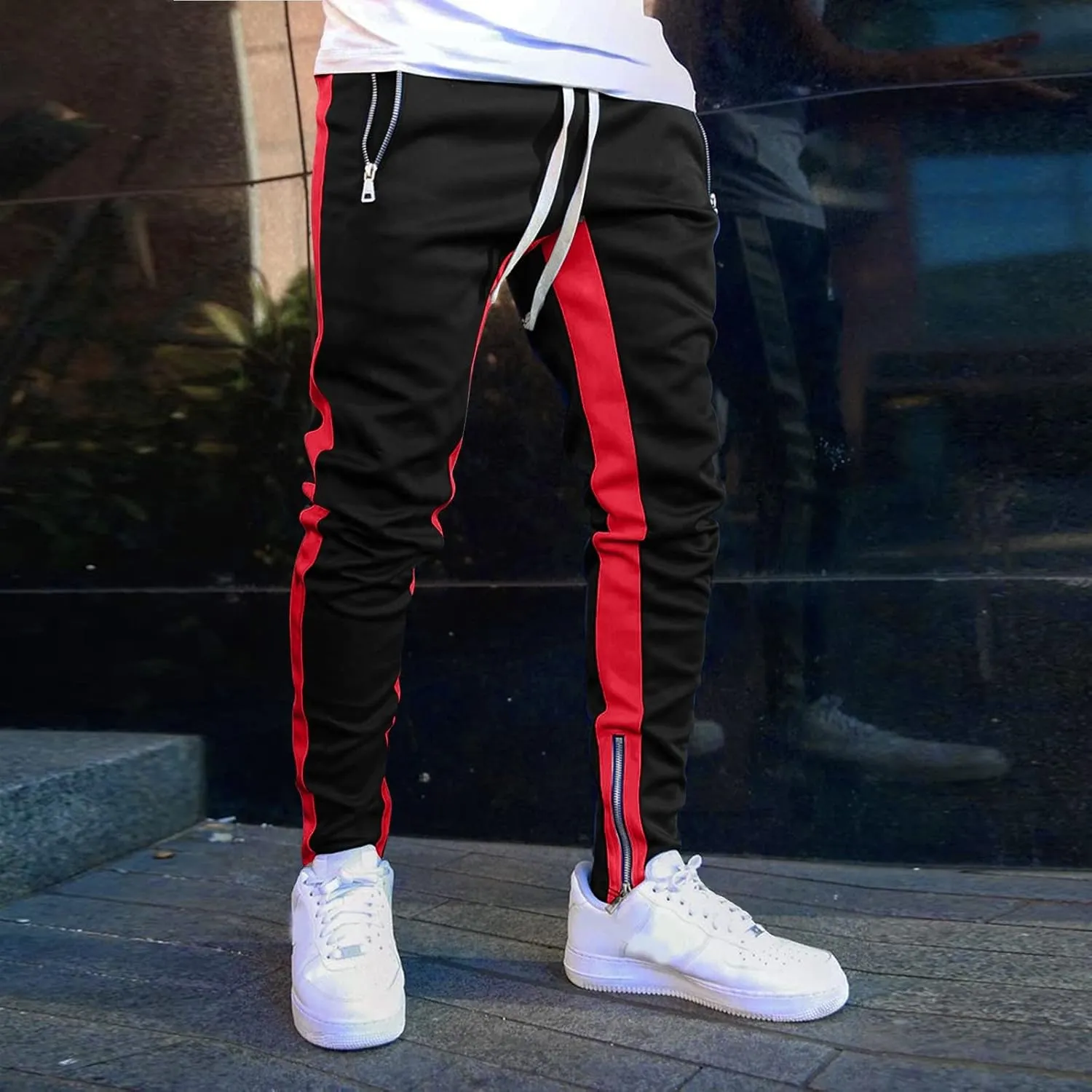 Cargo Sweatpants for Men Big and Tall Work Pants with Pockets Drawstring Waist Men's Outdoor Military Tactical Pants