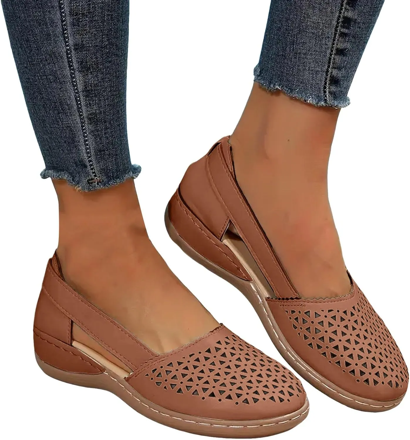 Casual Sandal Women's Closed Toe Flat Shoes Fashionable Casual Hollow Outer Wear Light Breathable Shoes