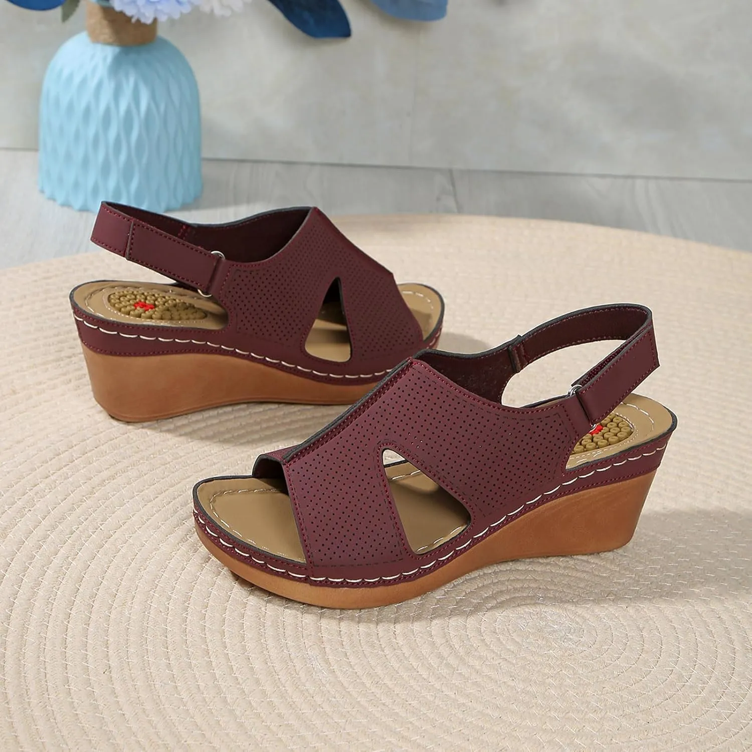 Casual Wedge Sandals Women's Comfortable Slope Heel Sandals Thick Bottom Casual Simple Fashion Fish Mouth Slope