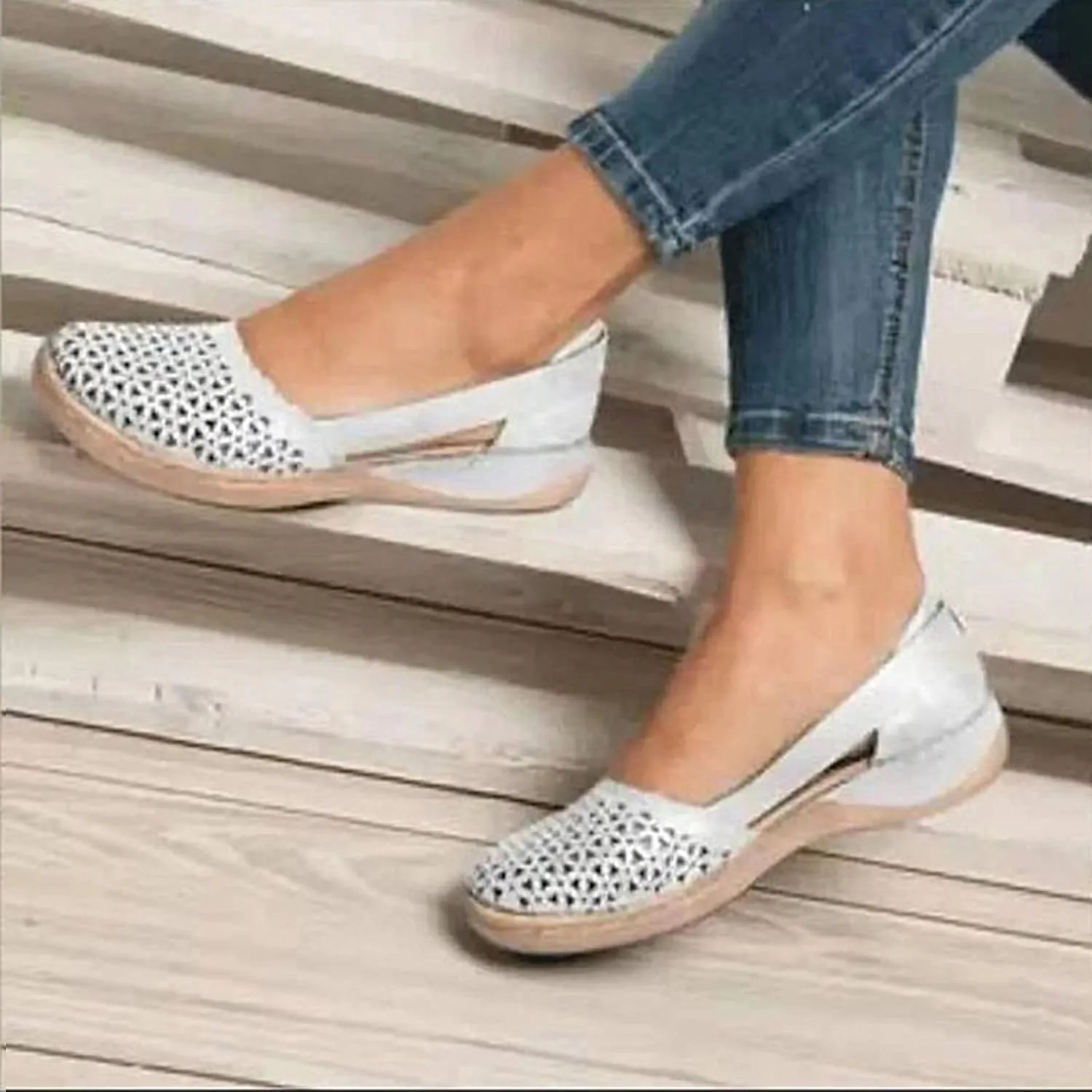 Cathalem Sandals For Women Dressy Casual Comfortable Closed Toe Casual Hollow Out Shoes Orthotic Wedge Sandals