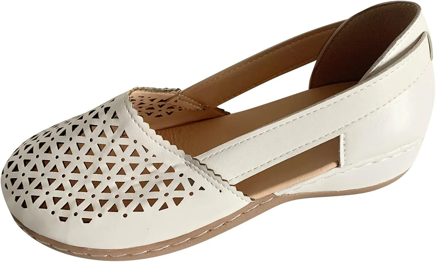 Cathalem Sandals For Women Dressy Casual Comfortable Closed Toe Casual Hollow Out Shoes Orthotic Wedge Sandals