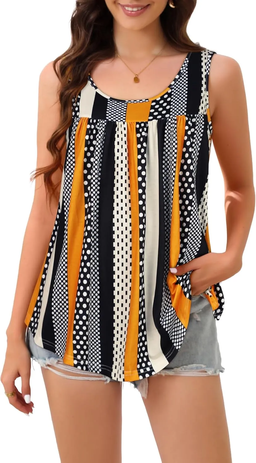CHICGAL Womens Tank Tops Summer Sleeveless Blouse Crewneck Casual Loose Fit Tunic Shirt
