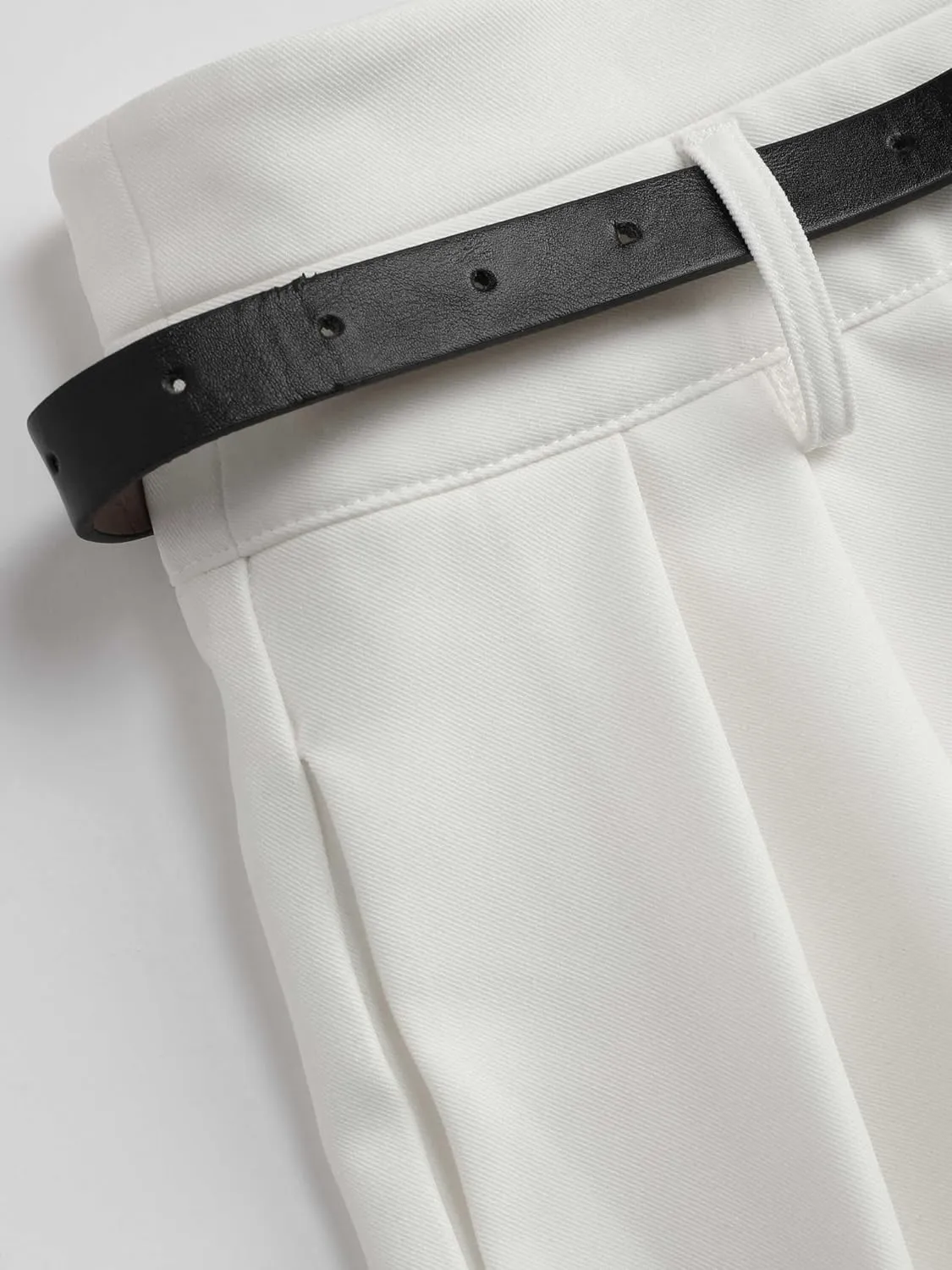 CIDER Belted Pleated Wide Leg Trousers