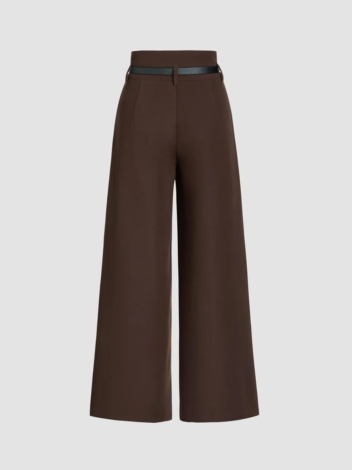CIDER Belted Pleated Wide Leg Trousers
