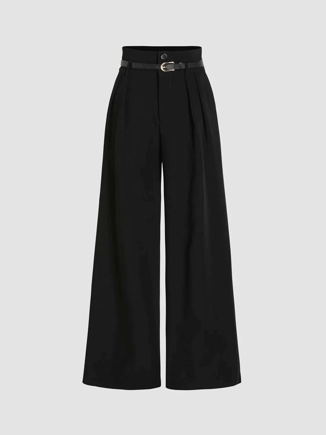 CIDER Belted Pleated Wide Leg Trousers