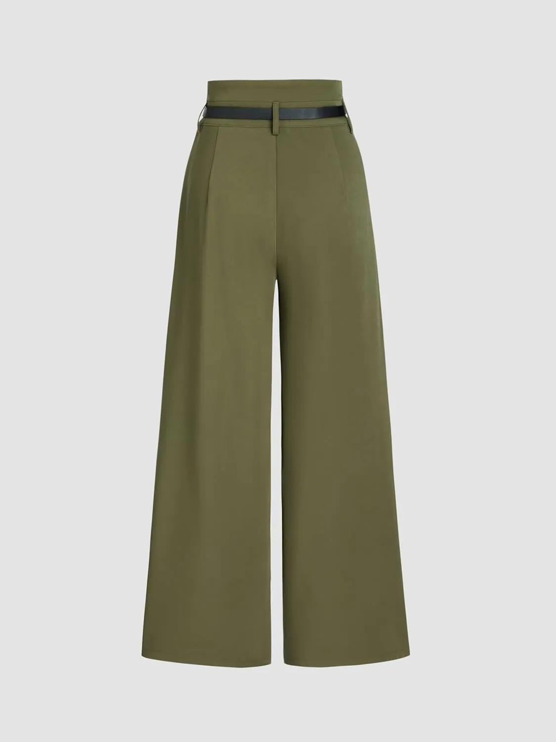 CIDER Belted Pleated Wide Leg Trousers