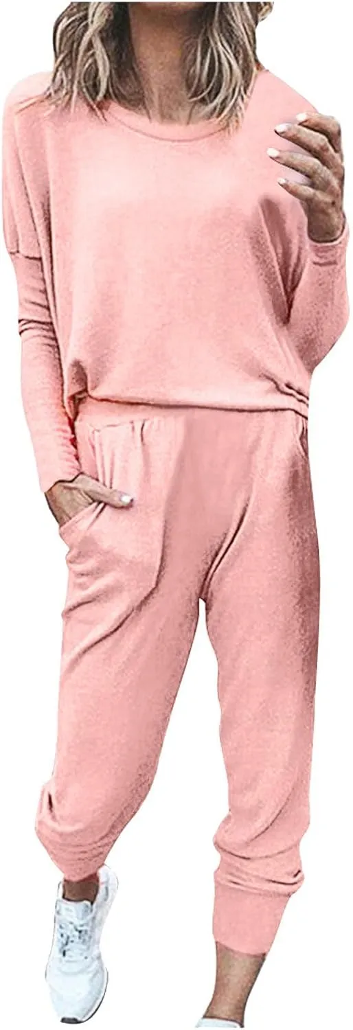 cooki Pajama Sets for Women 2 Piece Pajamas Waffle Knit Sleepwear Long Sleeve Top and Pants with Pockets Pjs Loungewear Set