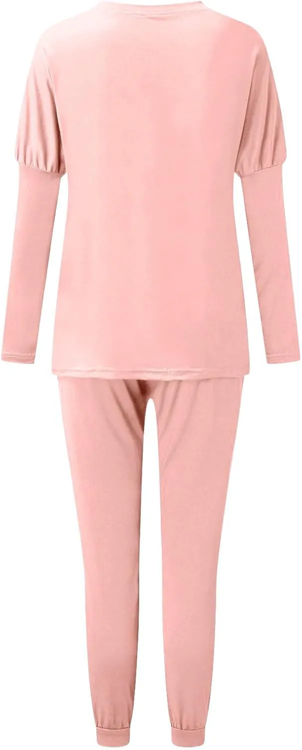 cooki Pajama Sets for Women 2 Piece Pajamas Waffle Knit Sleepwear Long Sleeve Top and Pants with Pockets Pjs Loungewear Set