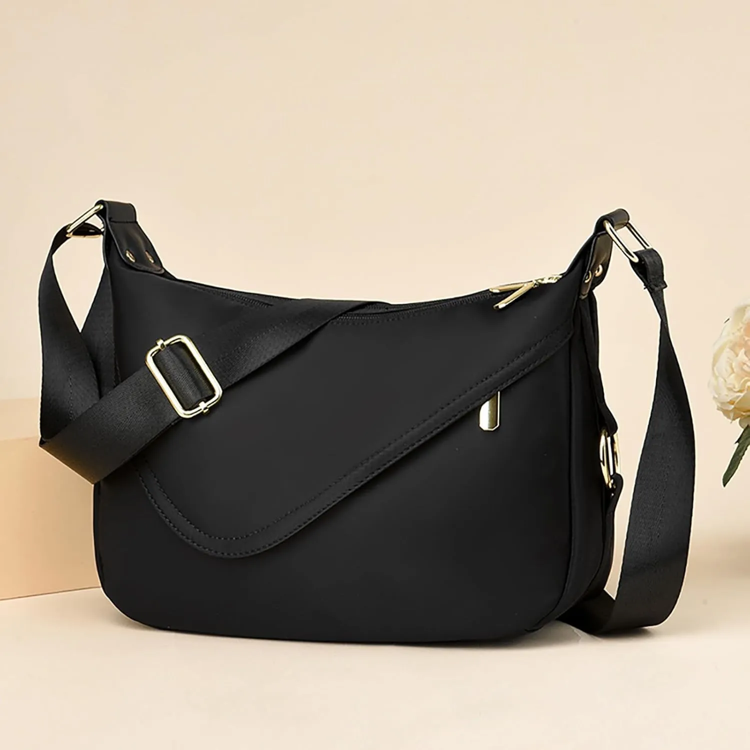 Crossbody Purses For Women Trendy Women Crossbody Handbags With Adjustable Wide Strap Shoulder Bags (Black, One Size)