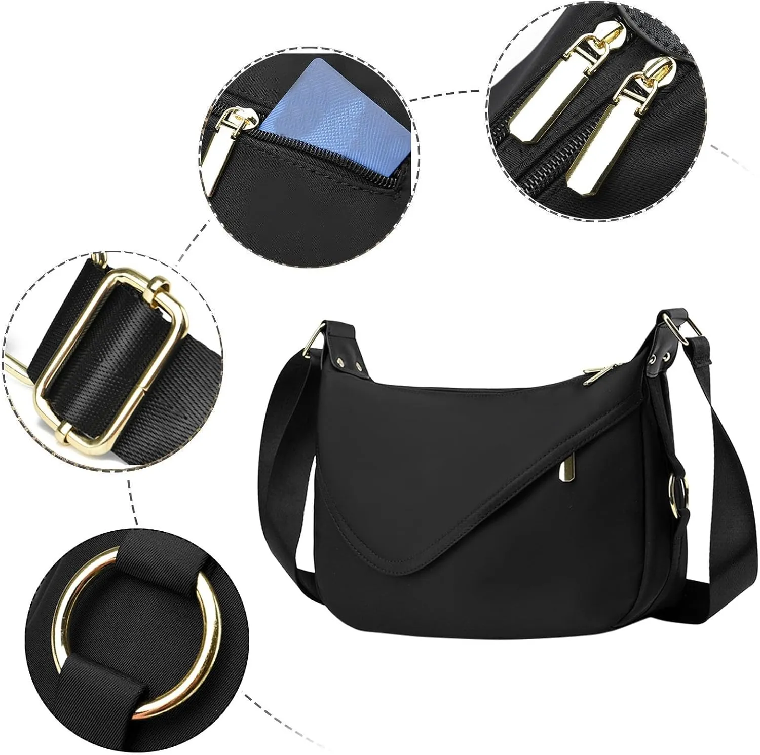Crossbody Purses For Women Trendy Women Crossbody Handbags With Adjustable Wide Strap Shoulder Bags (Black, One Size)