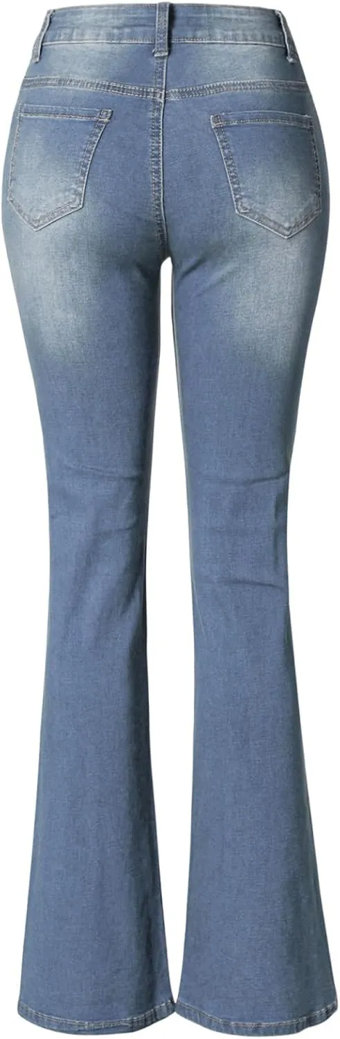 Design by Olivia Women's Sexy Stylish Flare Bell Bottom Slim Bootcut Jean