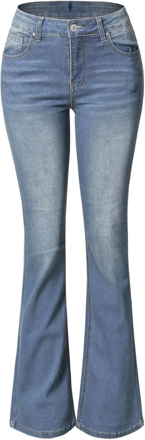 Design by Olivia Women's Sexy Stylish Flare Bell Bottom Slim Bootcut Jean