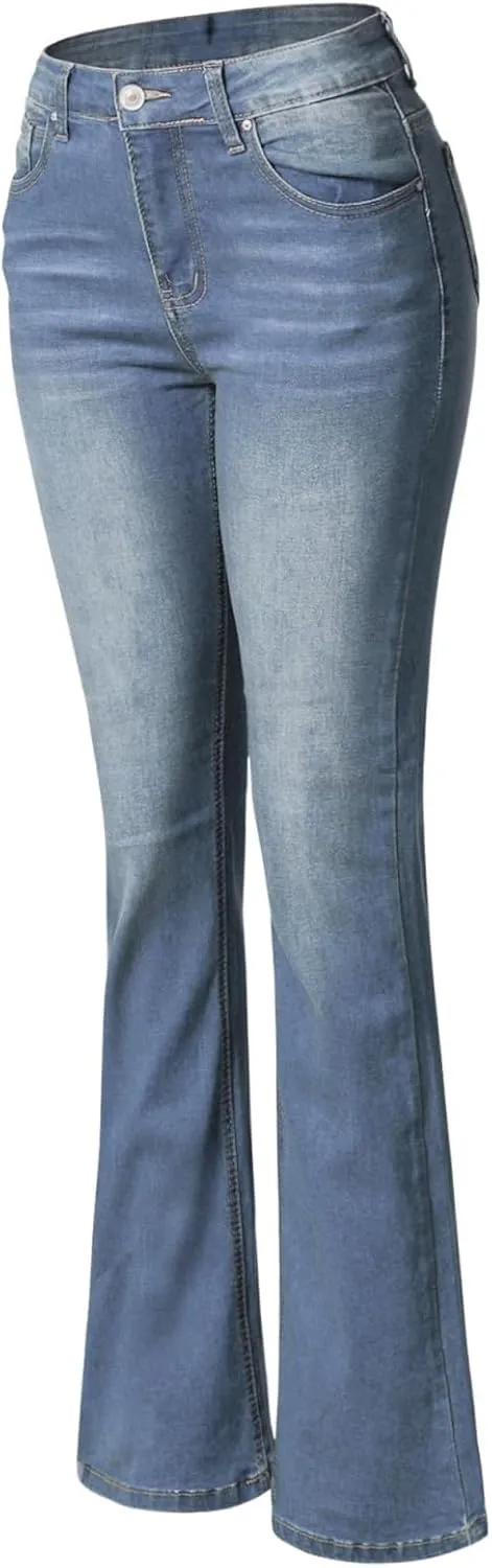 Design by Olivia Women's Sexy Stylish Flare Bell Bottom Slim Bootcut Jean