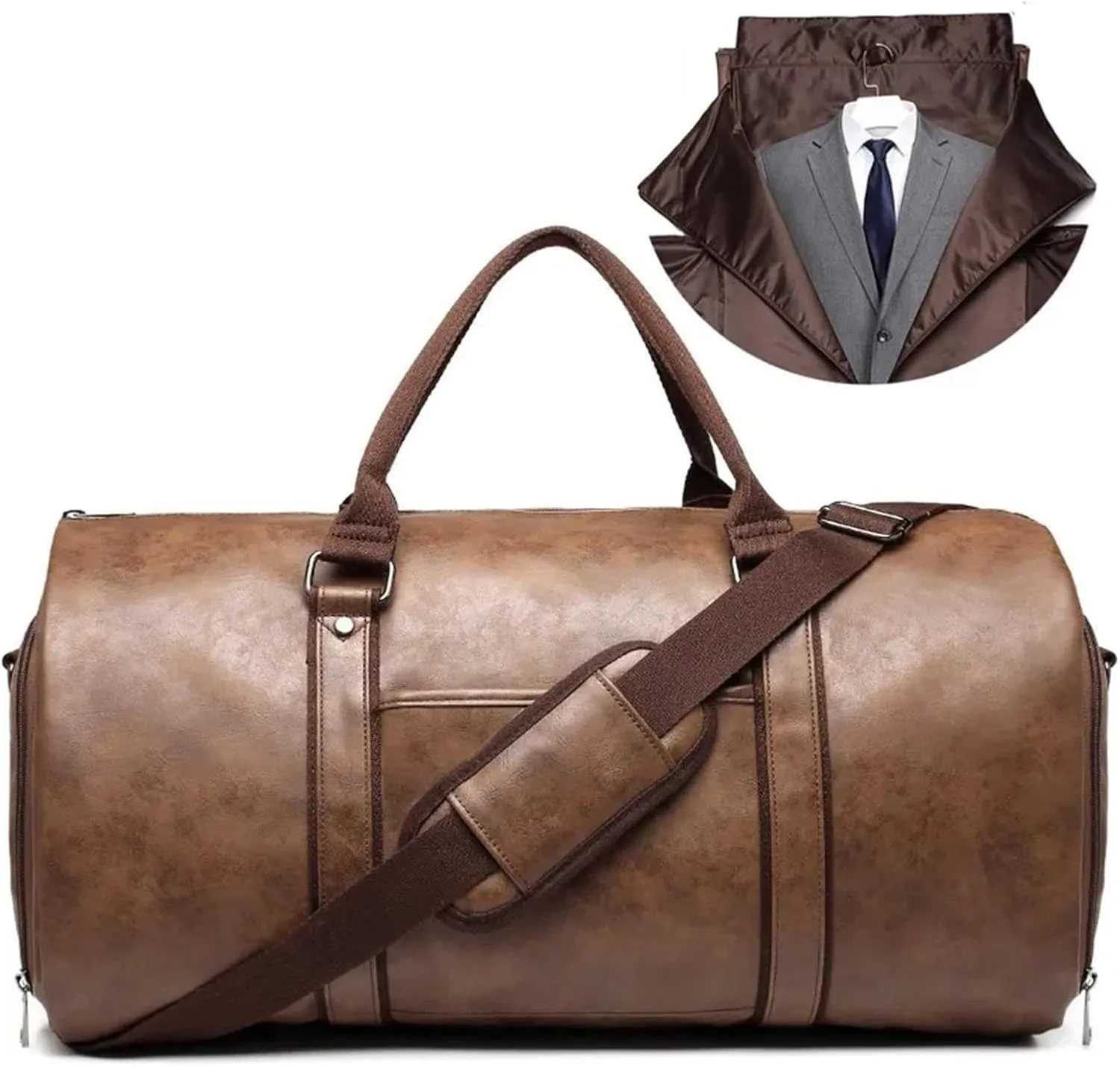 Duffle Bag For Travel Carry On Garment Bags For Travel Garment Duffle Bag Mens Suit Bags With Shoe Compartment Waterproof For Business Husband Gifts(Dark Brown)