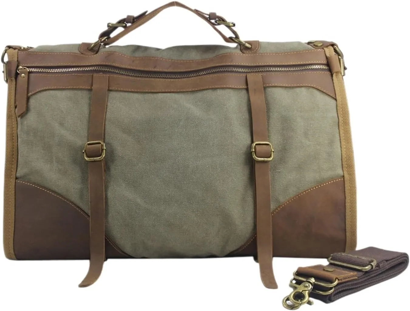 Duffle Bag For Travel Vintage Retro Canvas Leather Men Travel Bags Luggage Bags Men Weekend Bag Overnight Duffle Bags Tote Leisure(Deep Green)