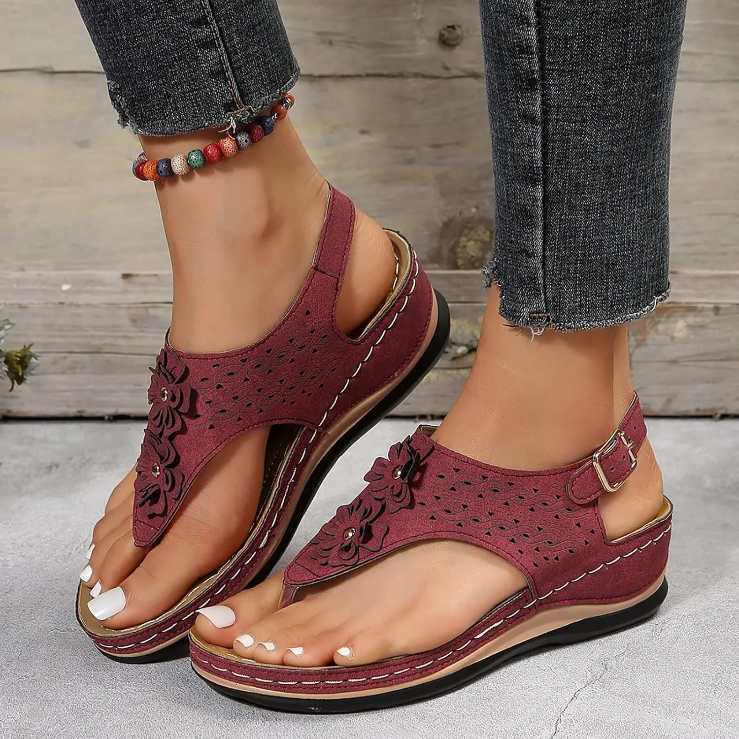 Fashion Thick Bottom Sandals for Women Casual Elastic Ankle Strap Platform Sandal Casual Sandals Indoor Outdoor