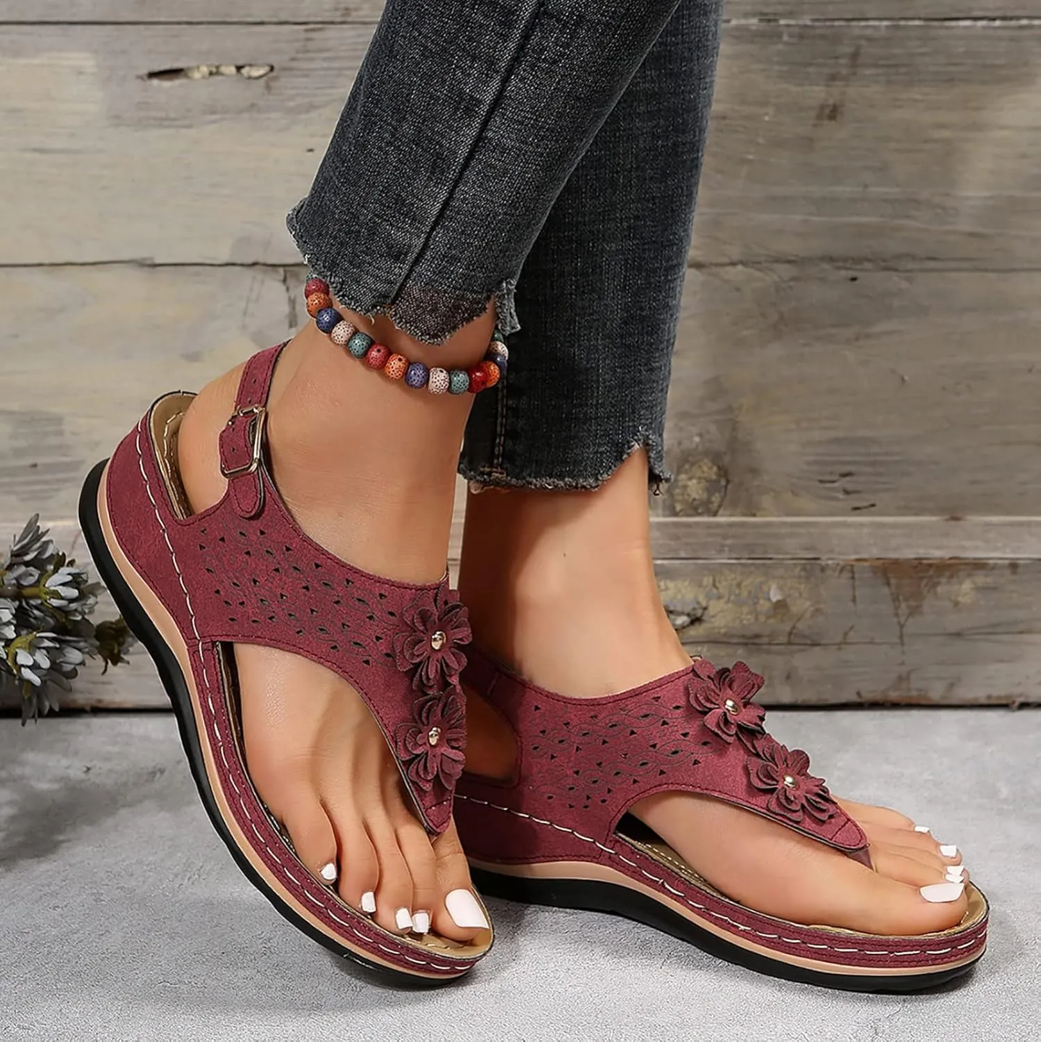 Fashion Thick Bottom Sandals for Women Casual Elastic Ankle Strap Platform Sandal Casual Sandals Indoor Outdoor