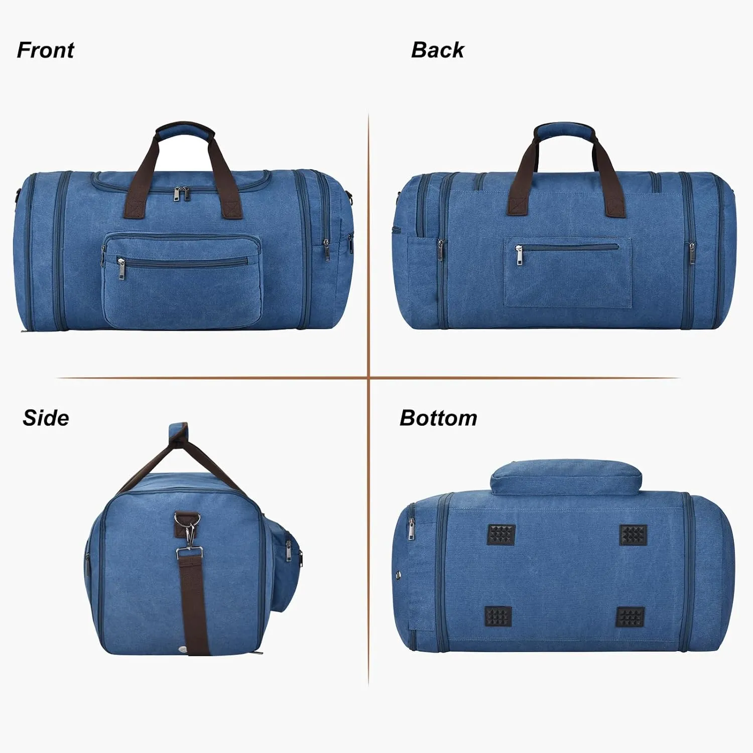 Felipe Varela Duffle Bag for Men, Expandable Canvas Duffel Bag for Travel, Mens Carry On Luggage Bag Traveling Weekender Gym Overnight Bags for Airplanes, Blue