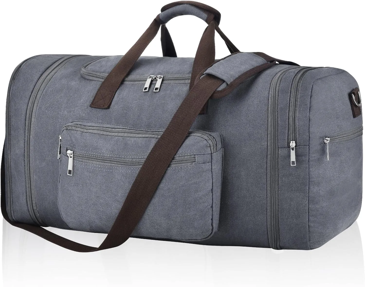 Felipe Varela Duffle Bag for Men, Expandable Canvas Duffel Bag for Travel, Mens Carry On Luggage Bag Traveling Weekender Gym Overnight Bags for Airplanes, Grey