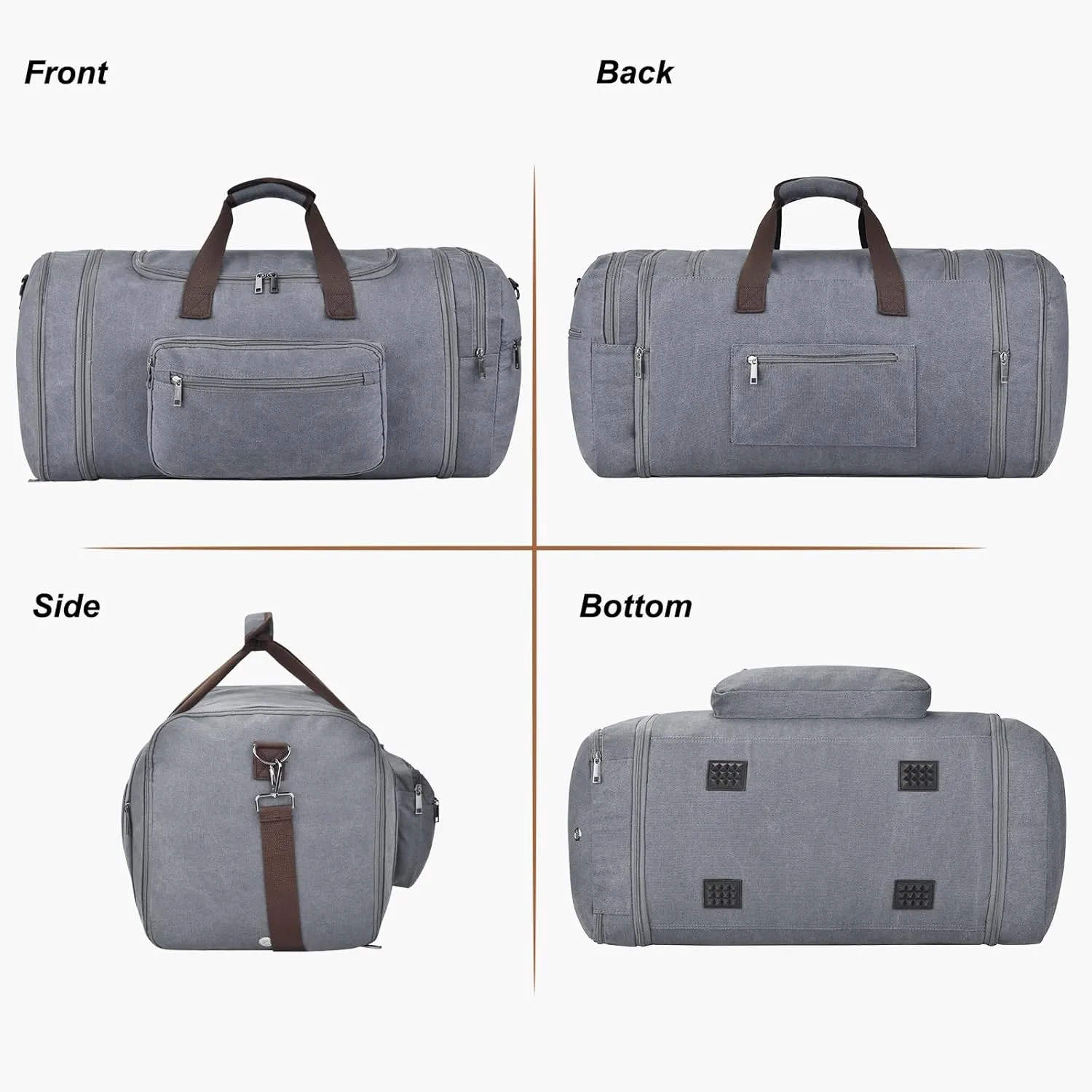 Felipe Varela Duffle Bag for Men, Expandable Canvas Duffel Bag for Travel, Mens Carry On Luggage Bag Traveling Weekender Gym Overnight Bags for Airplanes, Grey