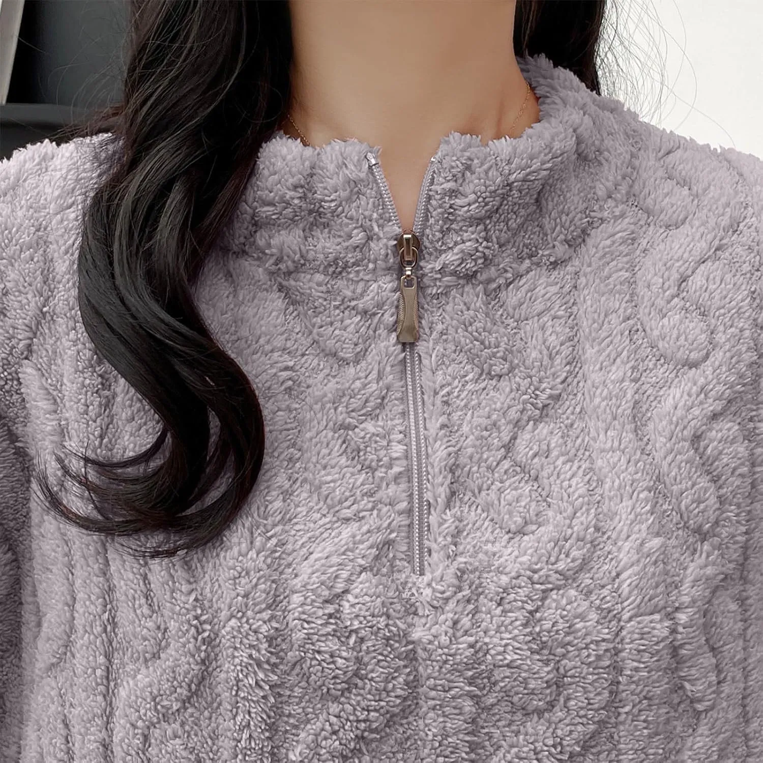 Fleece Pajamas for Women Warm Fuzzy Oversized Lounge Sets 2 Piece Flannel Long Sleeve Pullover Top Pants Outfits