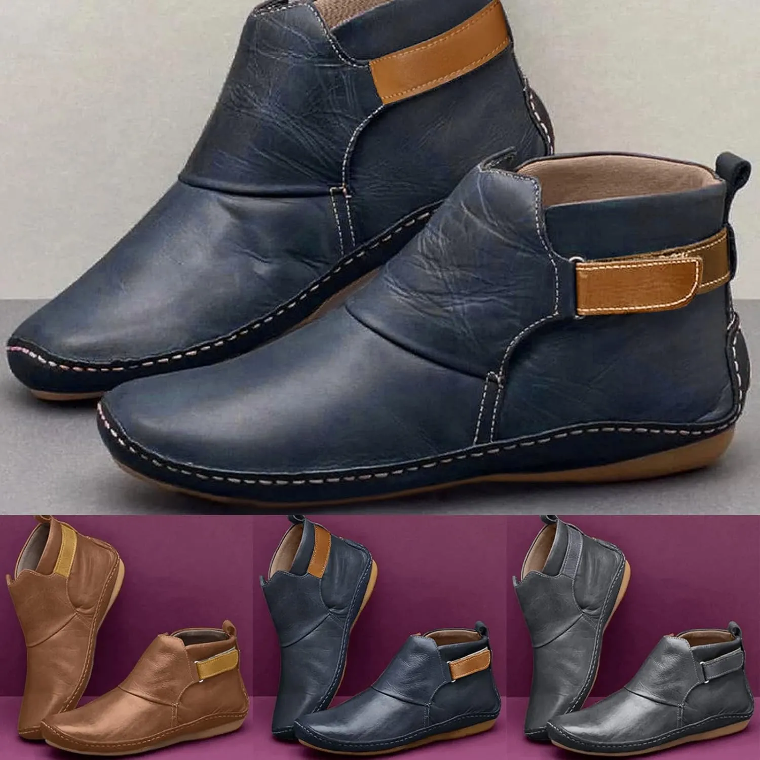 Gibobby Ankle Boots for Women Low Heel,Arch Support Booties Casual Flat Platform Short Ankle Booties Everyday Boots for Ladies