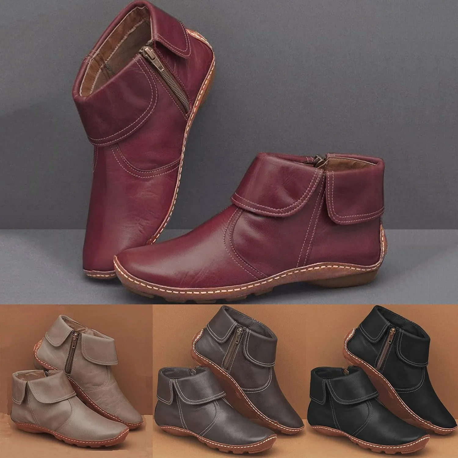 Gibobby Boots for Women Low Heel,Arch Support Boots Casual Flat Platform Short Ankle Booties Everyday Boots for Ladies