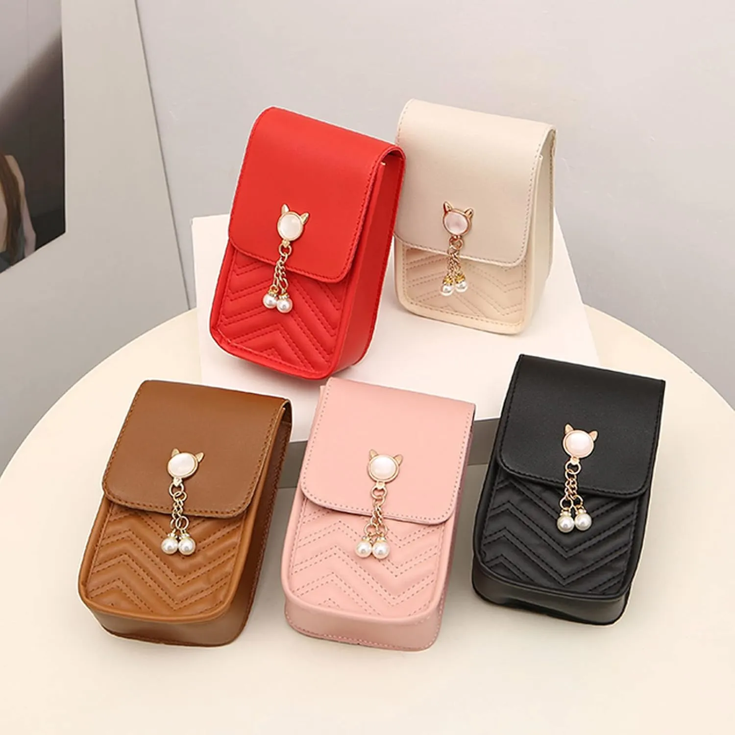 Handbag Under the Arm Purses Fashion Women Artificial Leather Solid Color Hasp Phone Bag Shoulder Bag Messenger