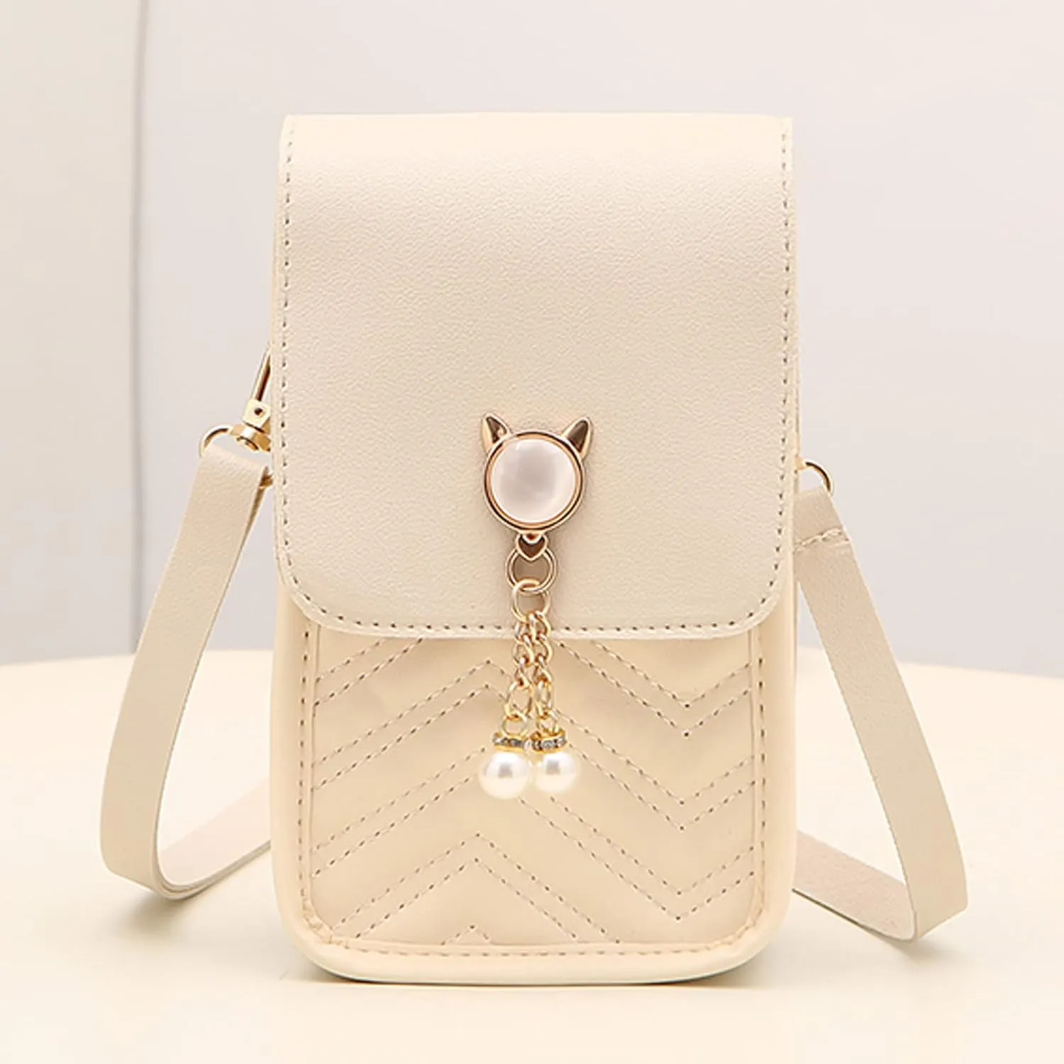 Handbag Under the Arm Purses Fashion Women Artificial Leather Solid Color Hasp Phone Bag Shoulder Bag Messenger