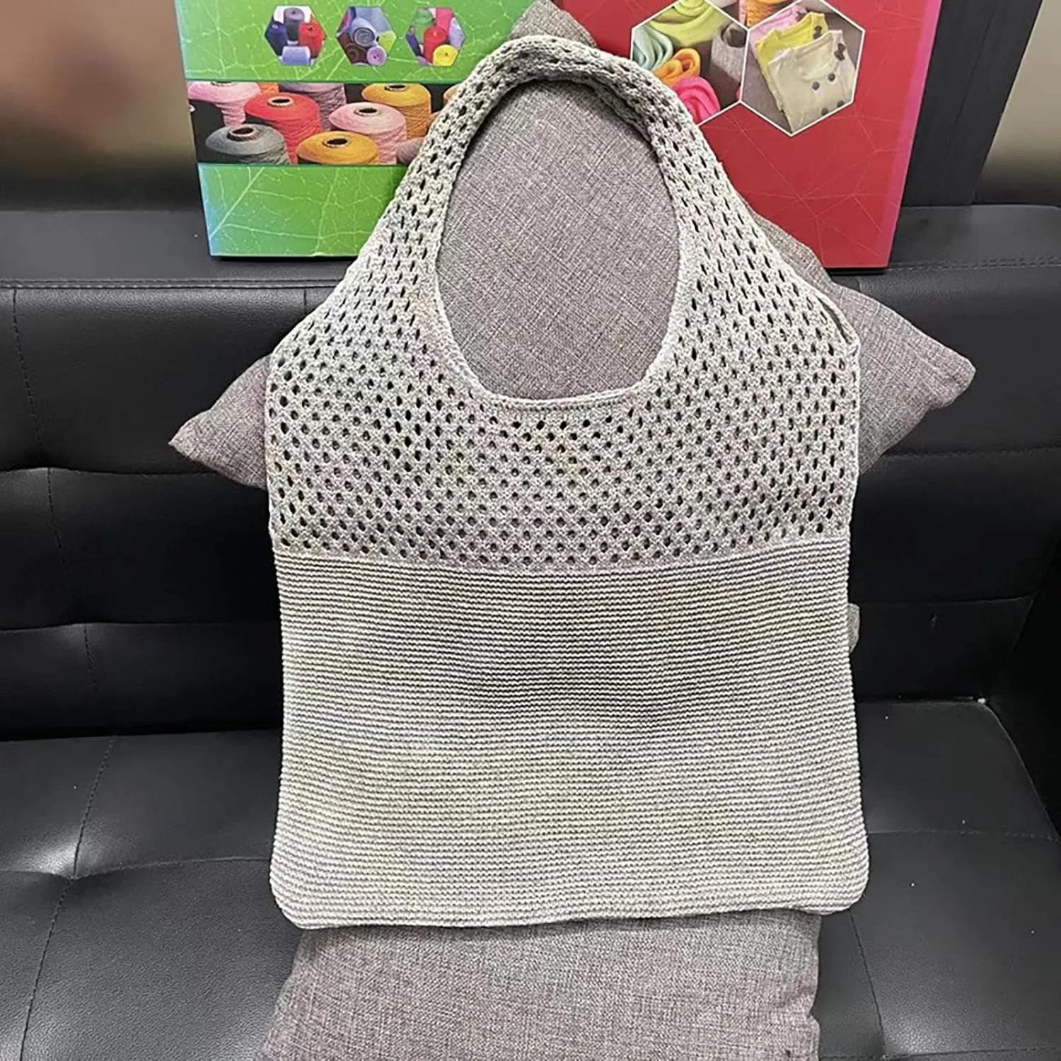Handbag Under the Arm Purses Women's Spring/Summer Portable Retro Hollow Knitted Handheld One Shoulder Vest Bag